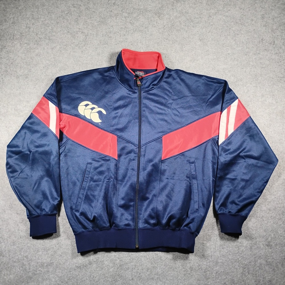 Canterbury of New Zealand Vintage Track Jacket Men's L Navy Blue Red Color block